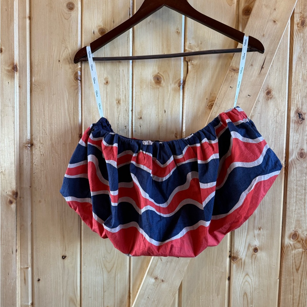 Shore Brand Red and Blue Striped Strapless Crop Top